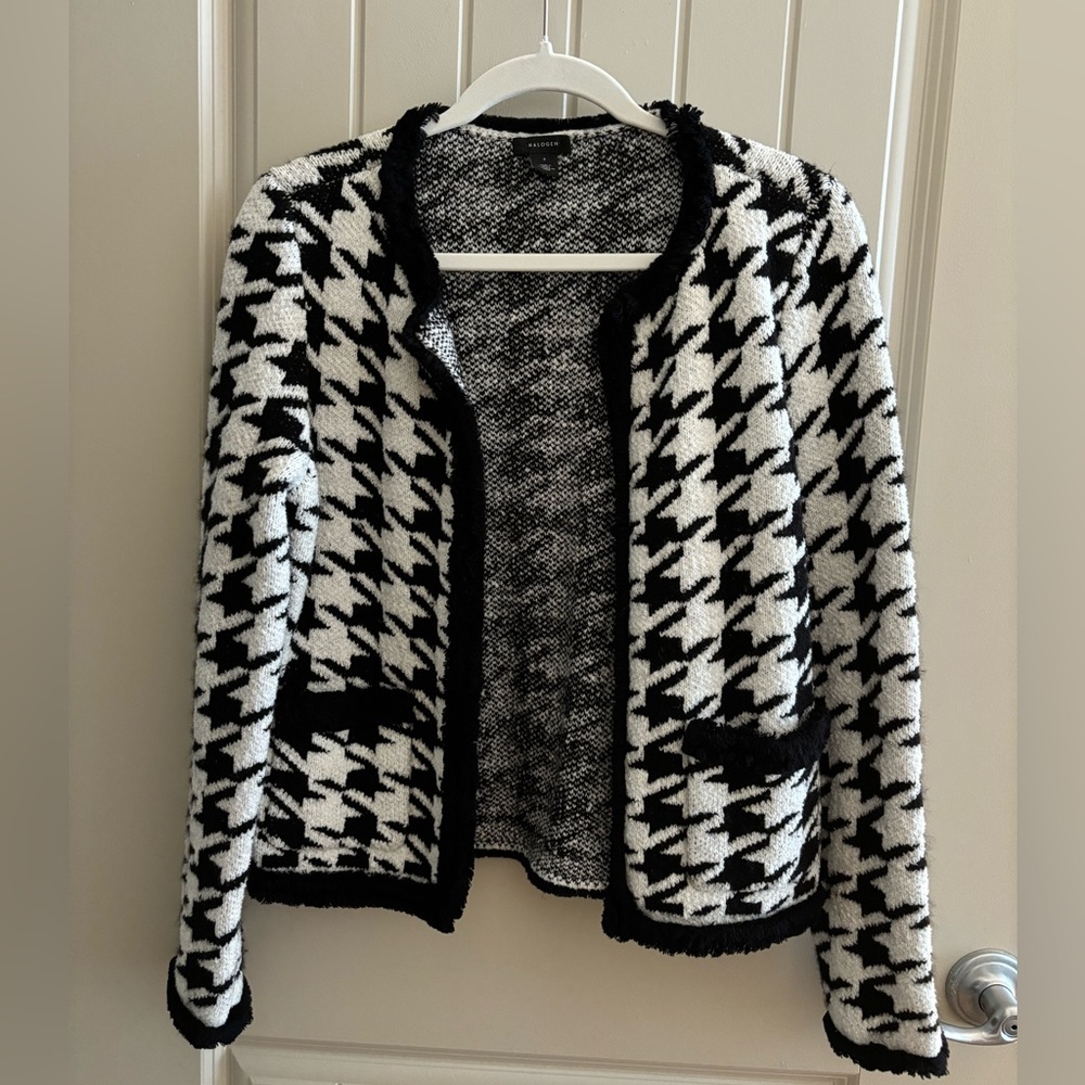 Halogen Houndstooth Cardigan Jacket